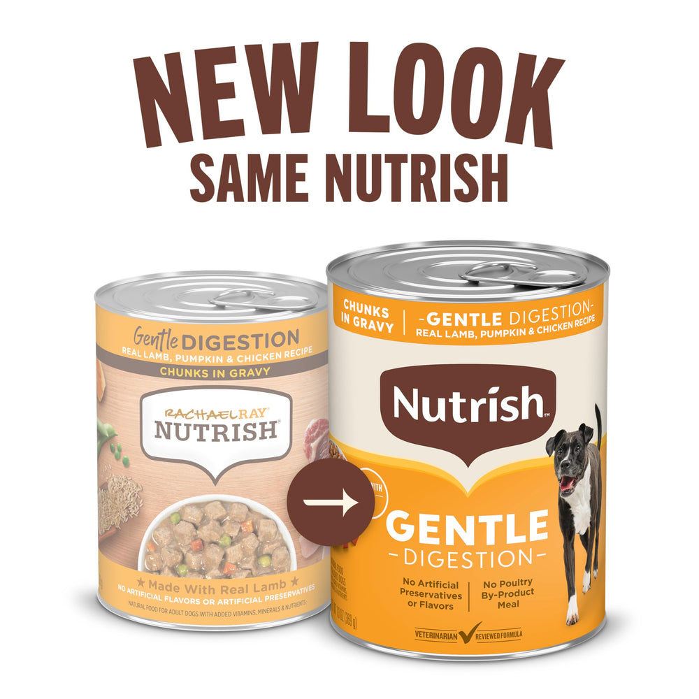 Nutrish Digestion Douce: légumes réels visibles dans la sauce pour chien.