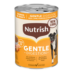 Nutrish Digestion Douce: morceaux de poulet visibles dans une sauce savoureuse.