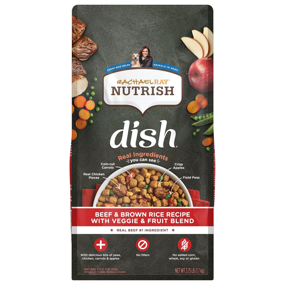 Nutrish Dish boeuf et riz avec légumes et fruits, repas naturel équilibré pour chien.