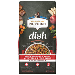 Nutrish Dish boeuf et riz avec légumes et fruits, repas naturel équilibré pour chien.