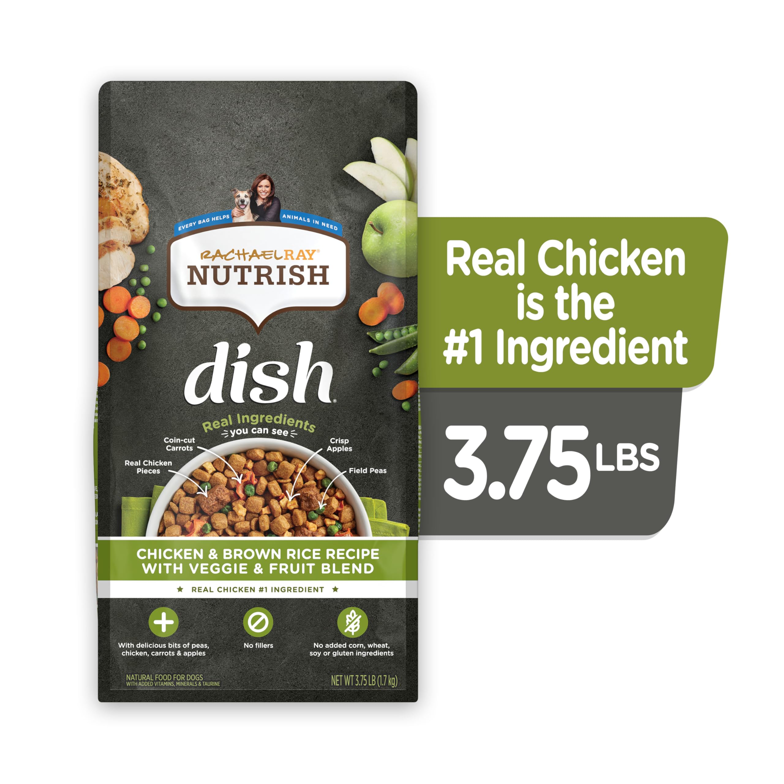 Nutrish Dish carottes-pois-pommes : légumes et fruits visibles pour le goût