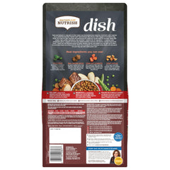 Nutrish Dish morceaux poulet reels, texture savoureuse et protéinée pour chien.