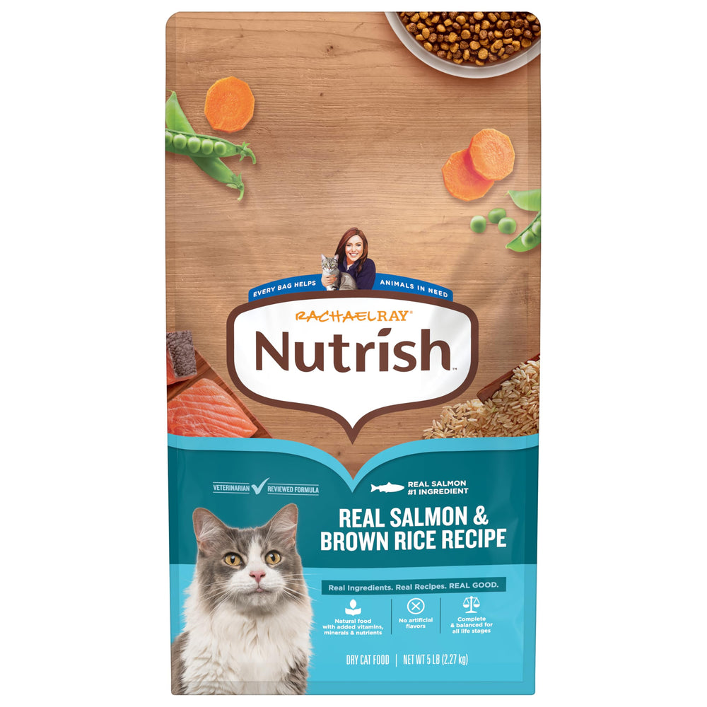 Nutrish emballage saumon vrai et riz brun, aperçu clair du produit