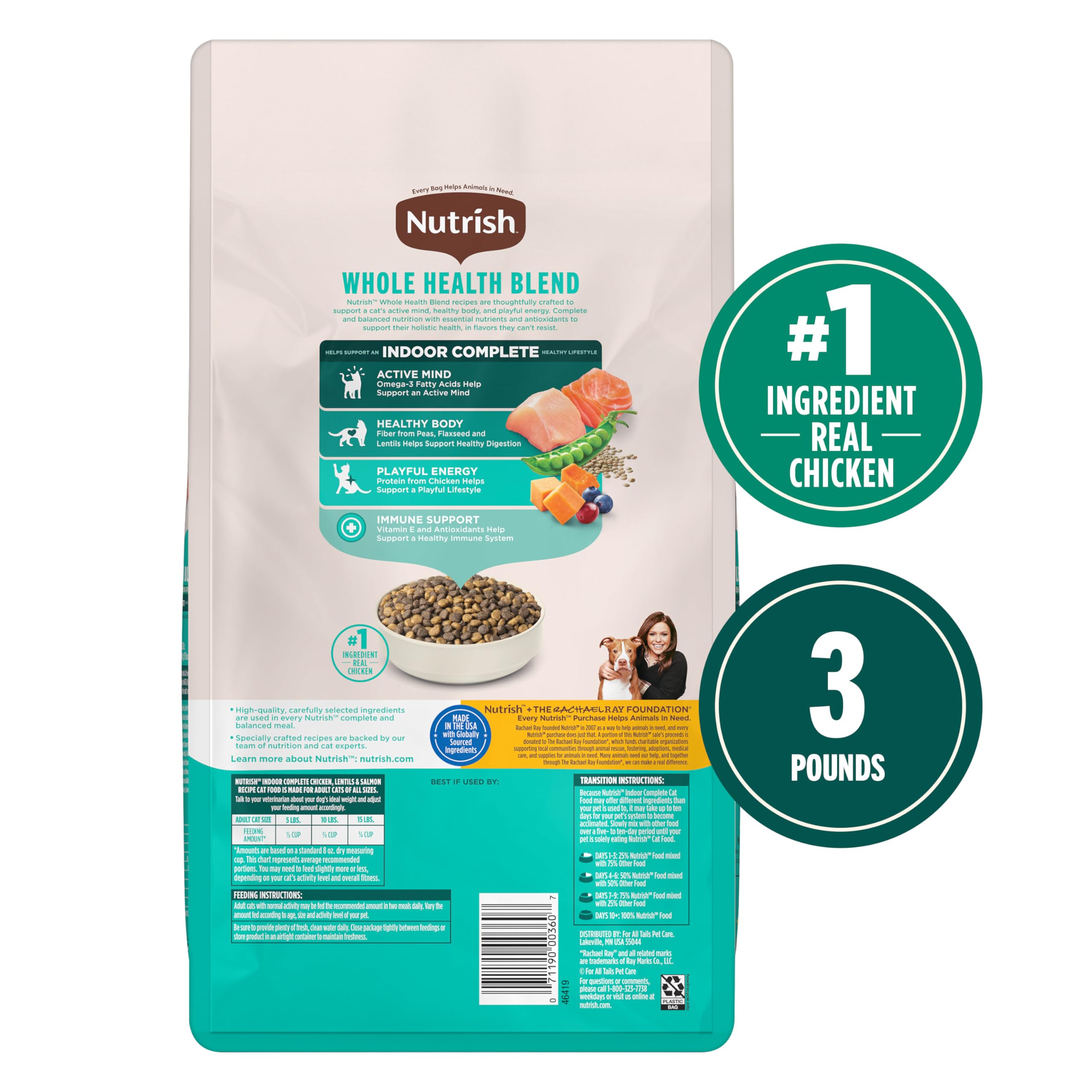 Nutrish Indoor Complete, prébiotiques naturels, soutien digestif potentiel