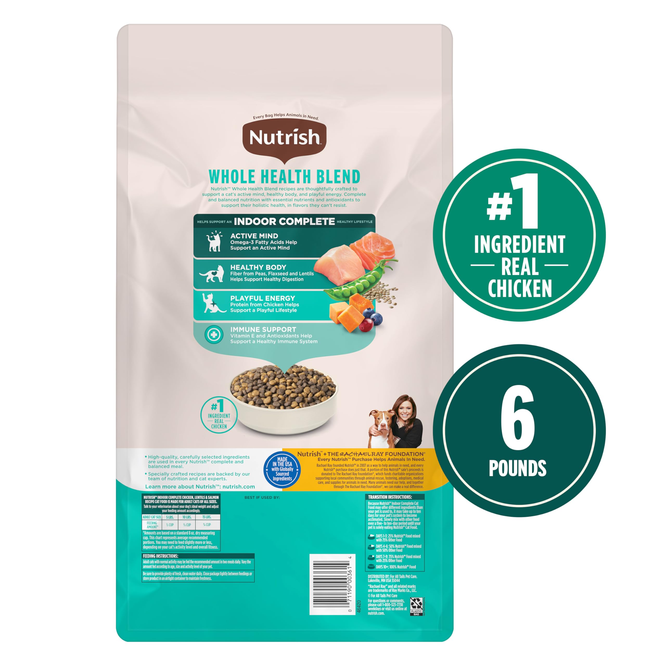 Nutrish Indoor Complete prébiotiques naturels soutenant digestion équilibrée.