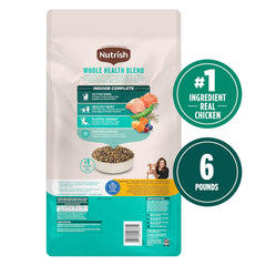 Nutrish Indoor Complete prébiotiques naturels soutenant digestion équilibrée.