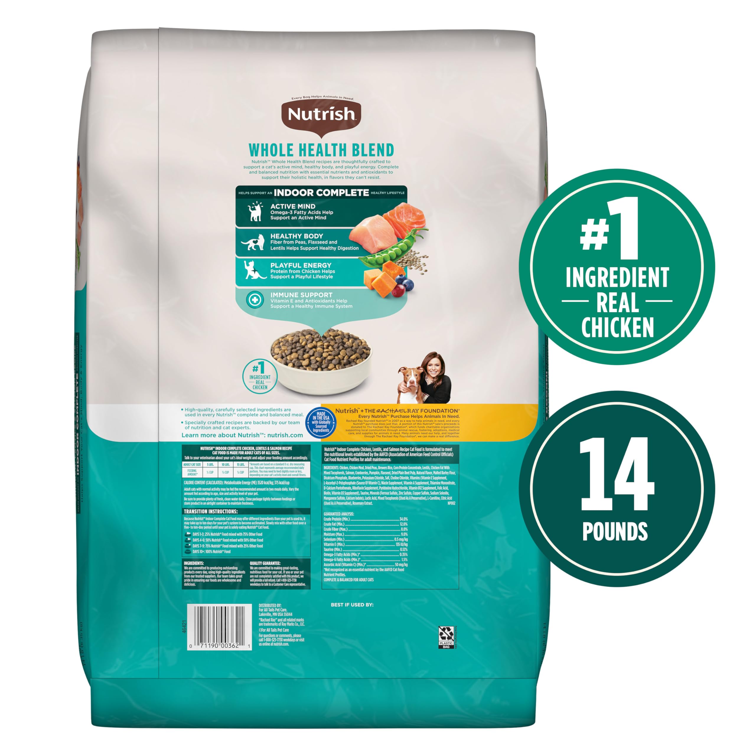 Nutrish Indoor protéines haute qualité poulet-saumon, soutien muscles et satiété