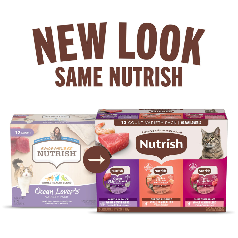 Nutrish Ocean Lovers: ingrédients naturels, vitamines et Taurine pour l'équilibre nutritionnel.