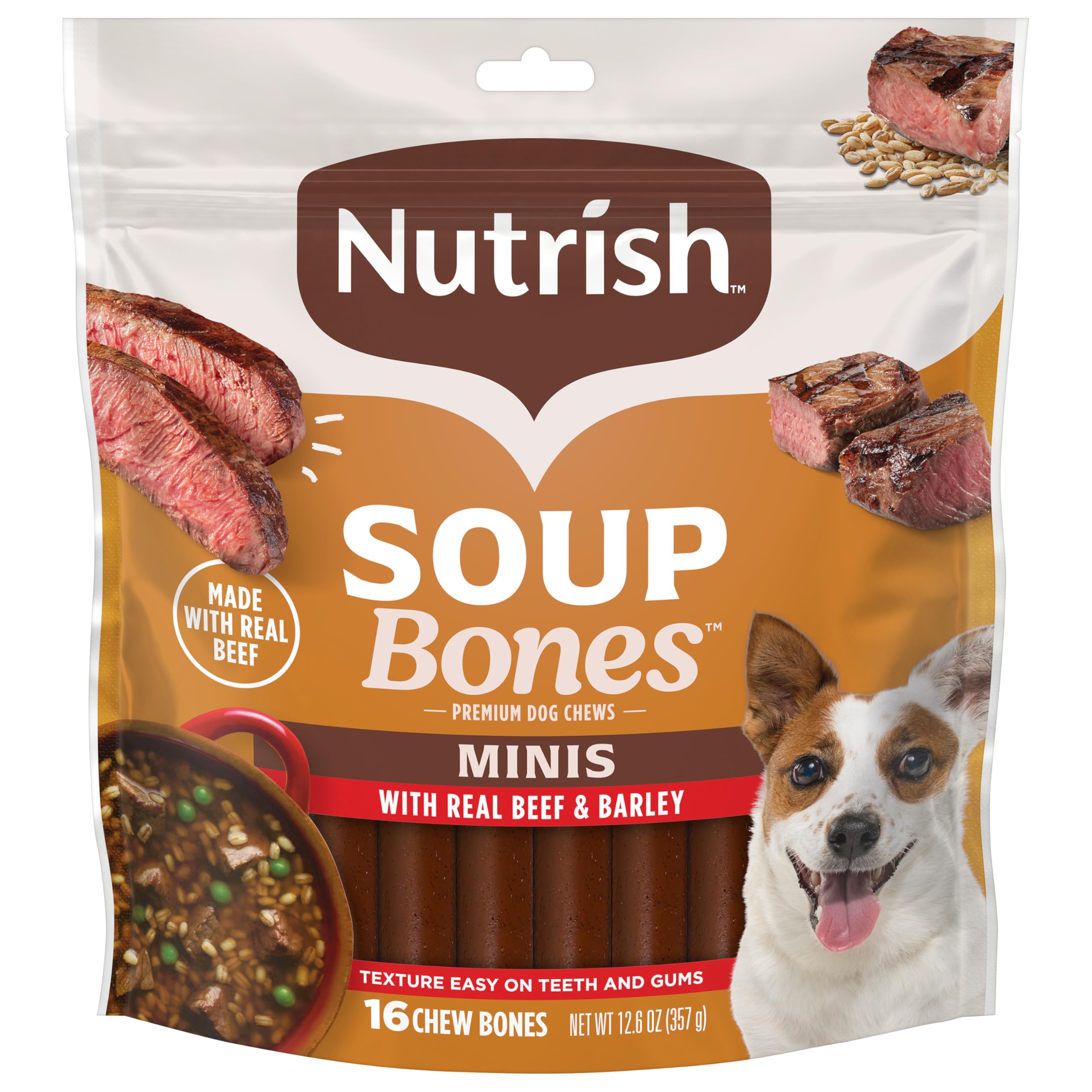 Nutrish os à mâcher Minis, emballage zippé pour conserver la fraîcheur.