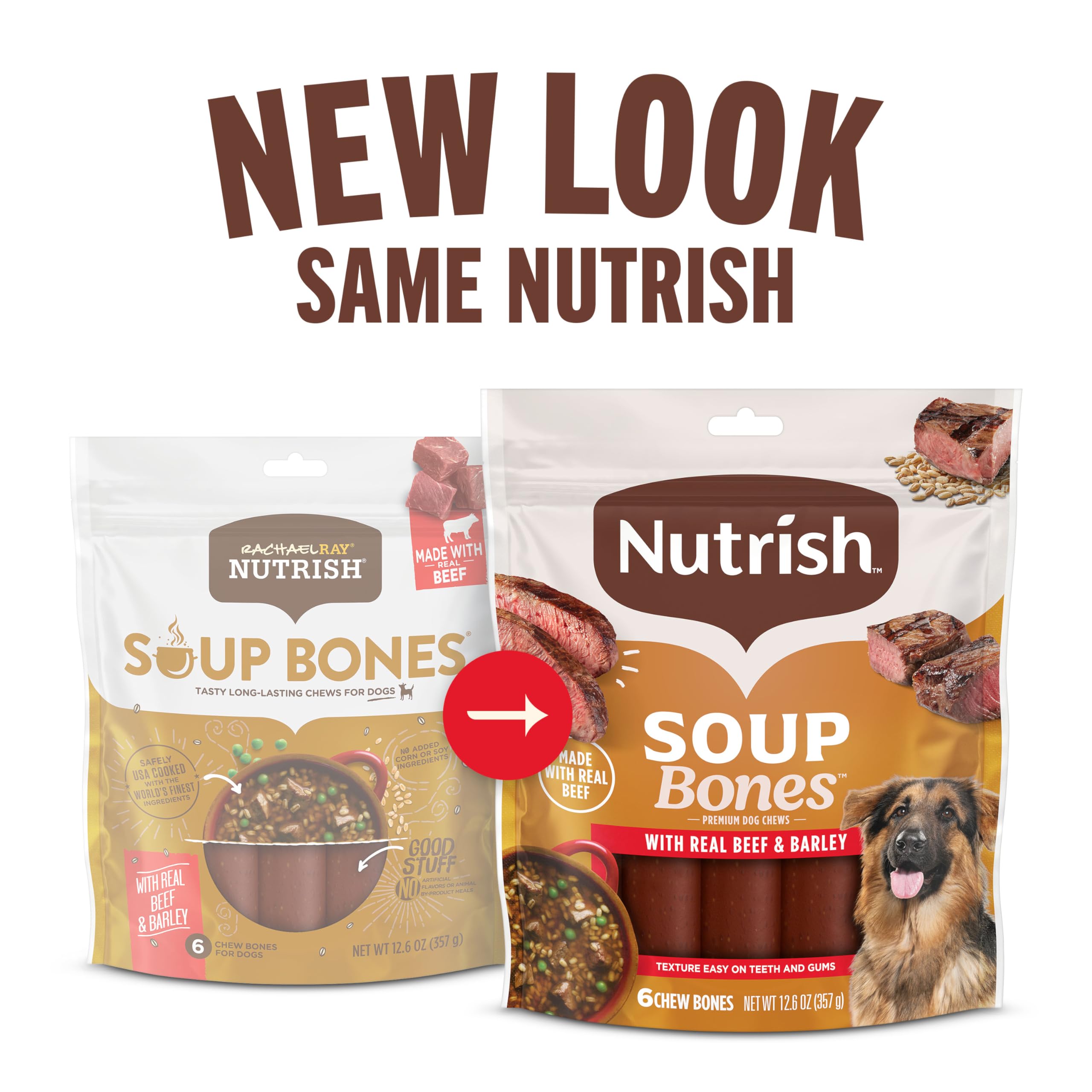 Nutrish Soup Bones friandises adaptées à toutes les tailles de chiens.