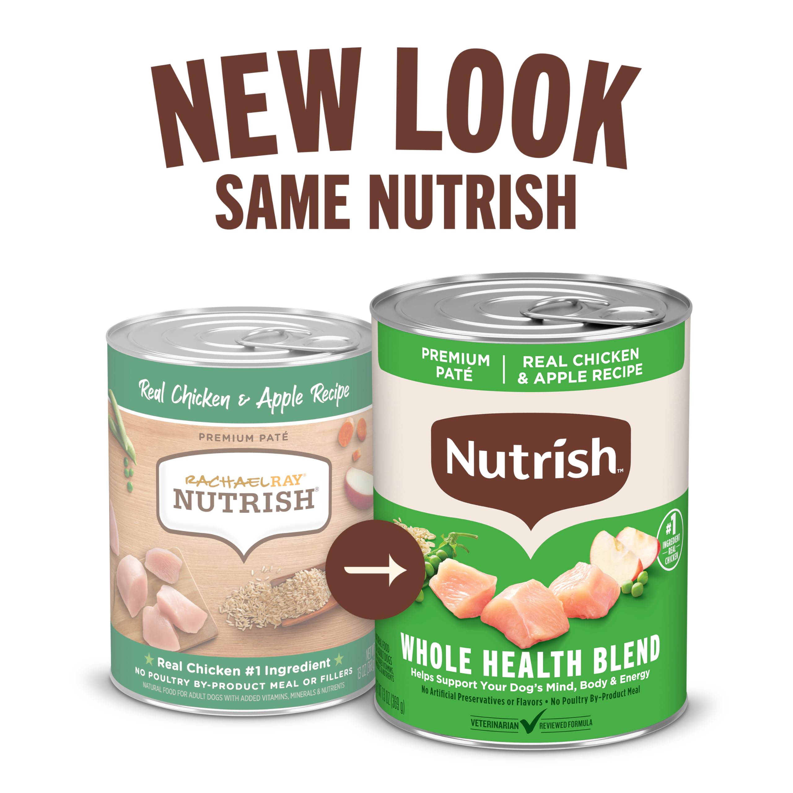 Nutrish pâté poulet, ingrédient principal visible, offre une source protéique.