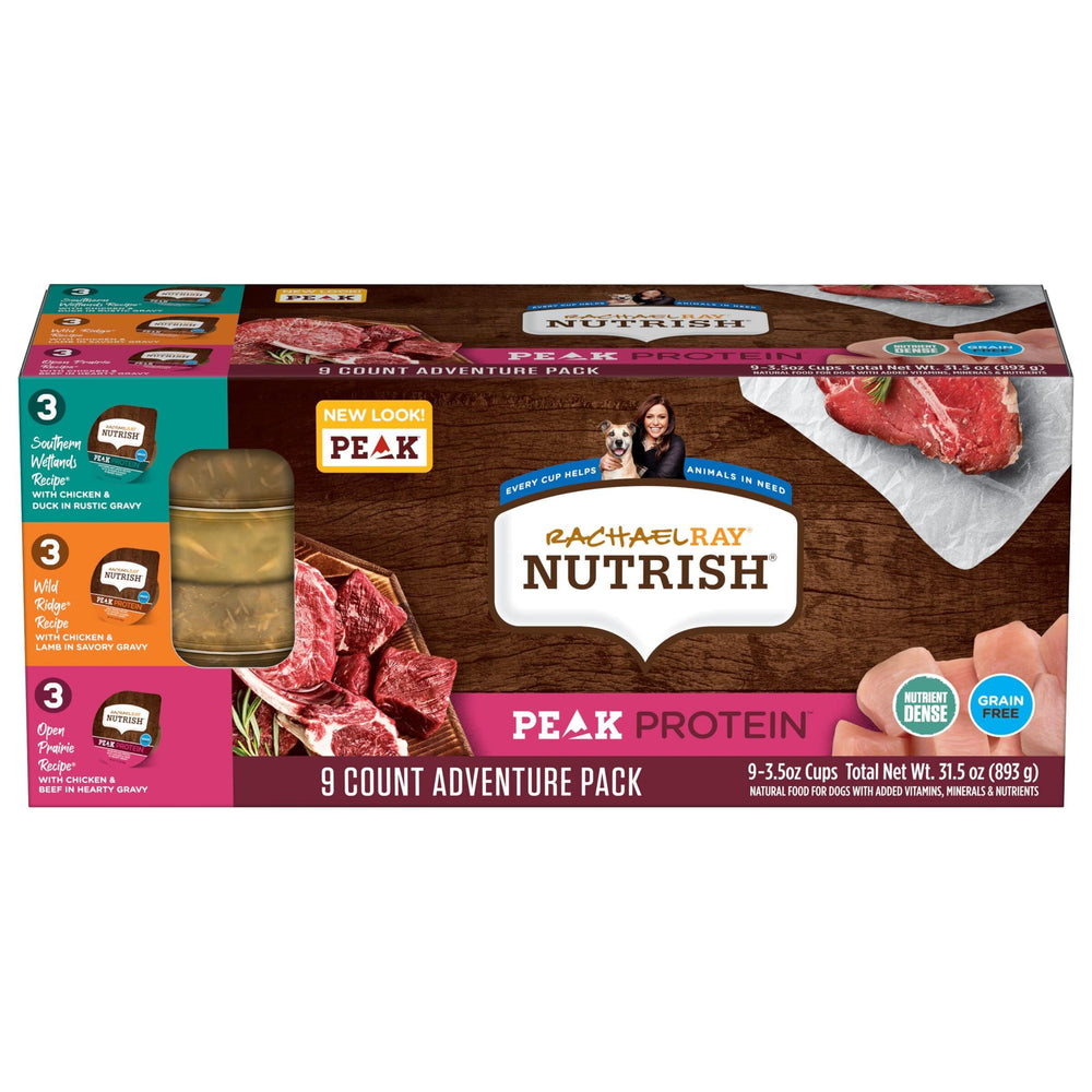 Nutrish Peak Protéine paquet de 9 tasses, repas humide pour chien riche en protéines