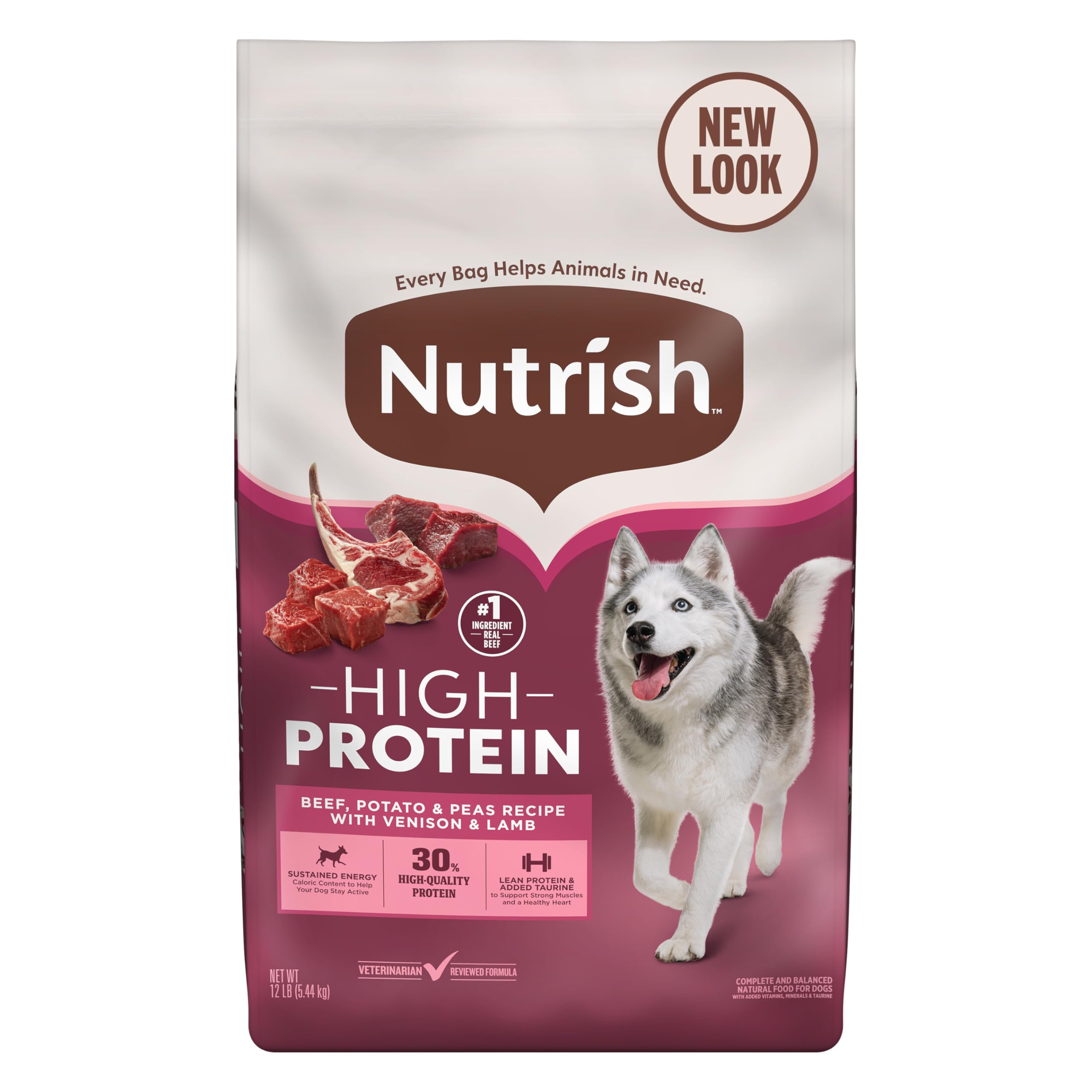 Nutrish Peak sac-seche-chien boeuf et venaison pour l'énergie quotidienne.