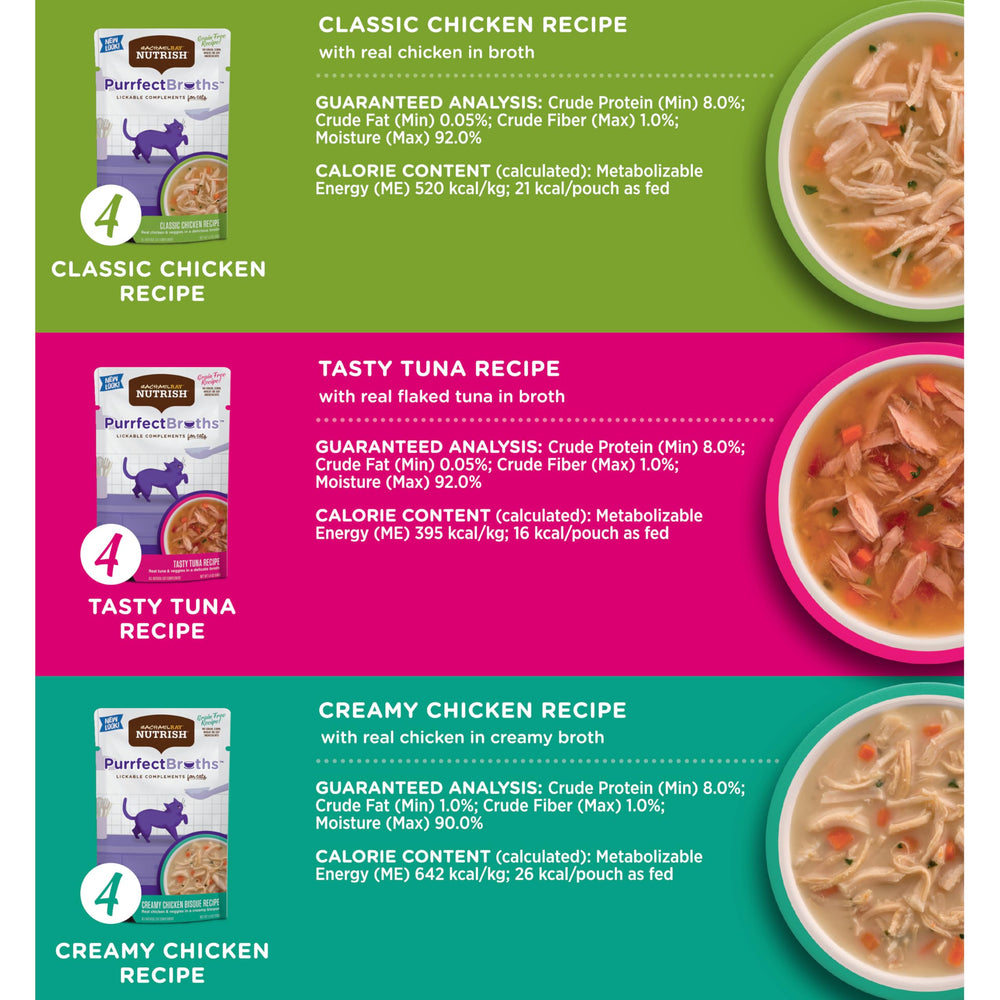 Nutrish Purrfect Broths poulet bisque crémeuse, texture onctueuse comme complément.