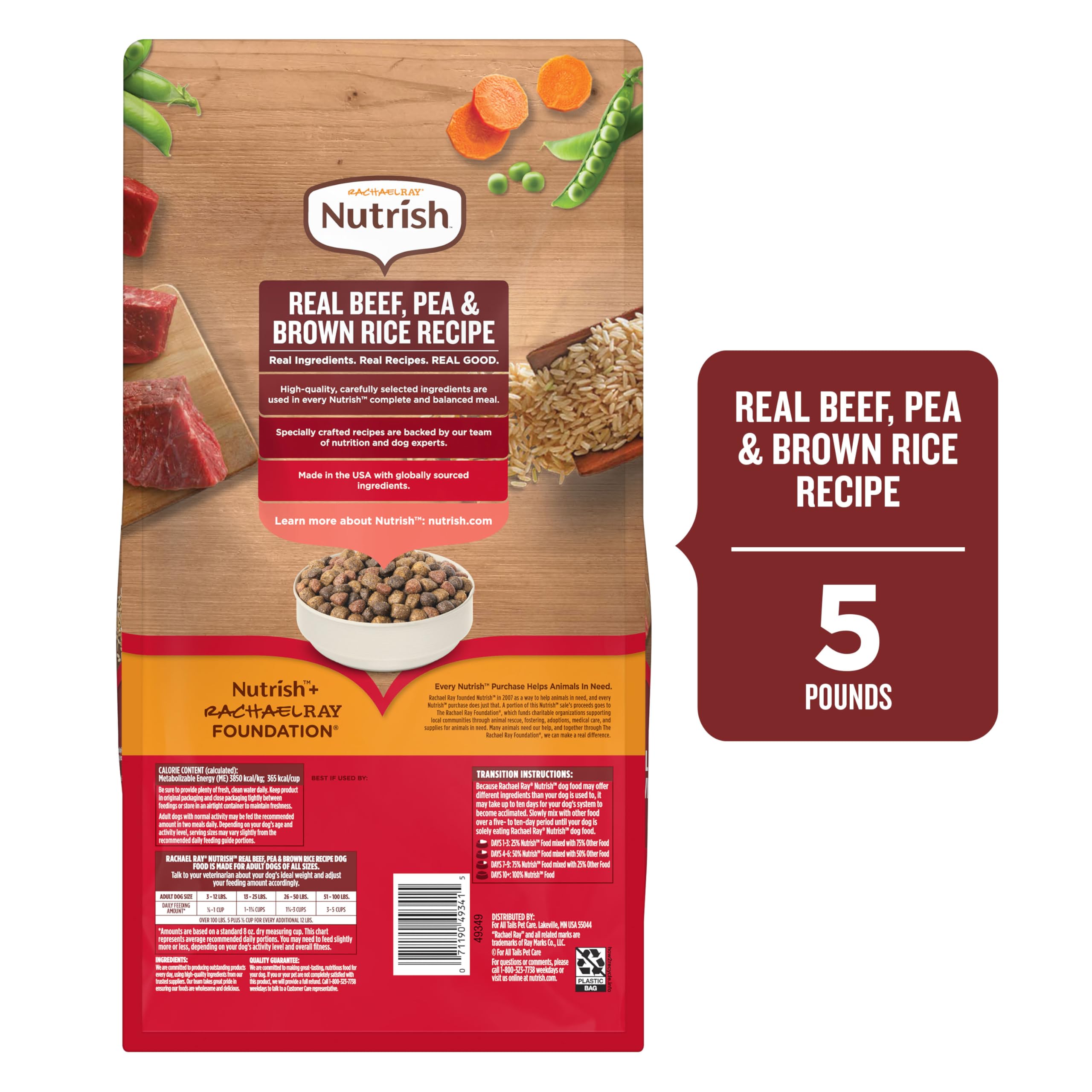 Nutrish Rachael Ray – ingrédients boeuf, pois et riz brun avec goût naturel