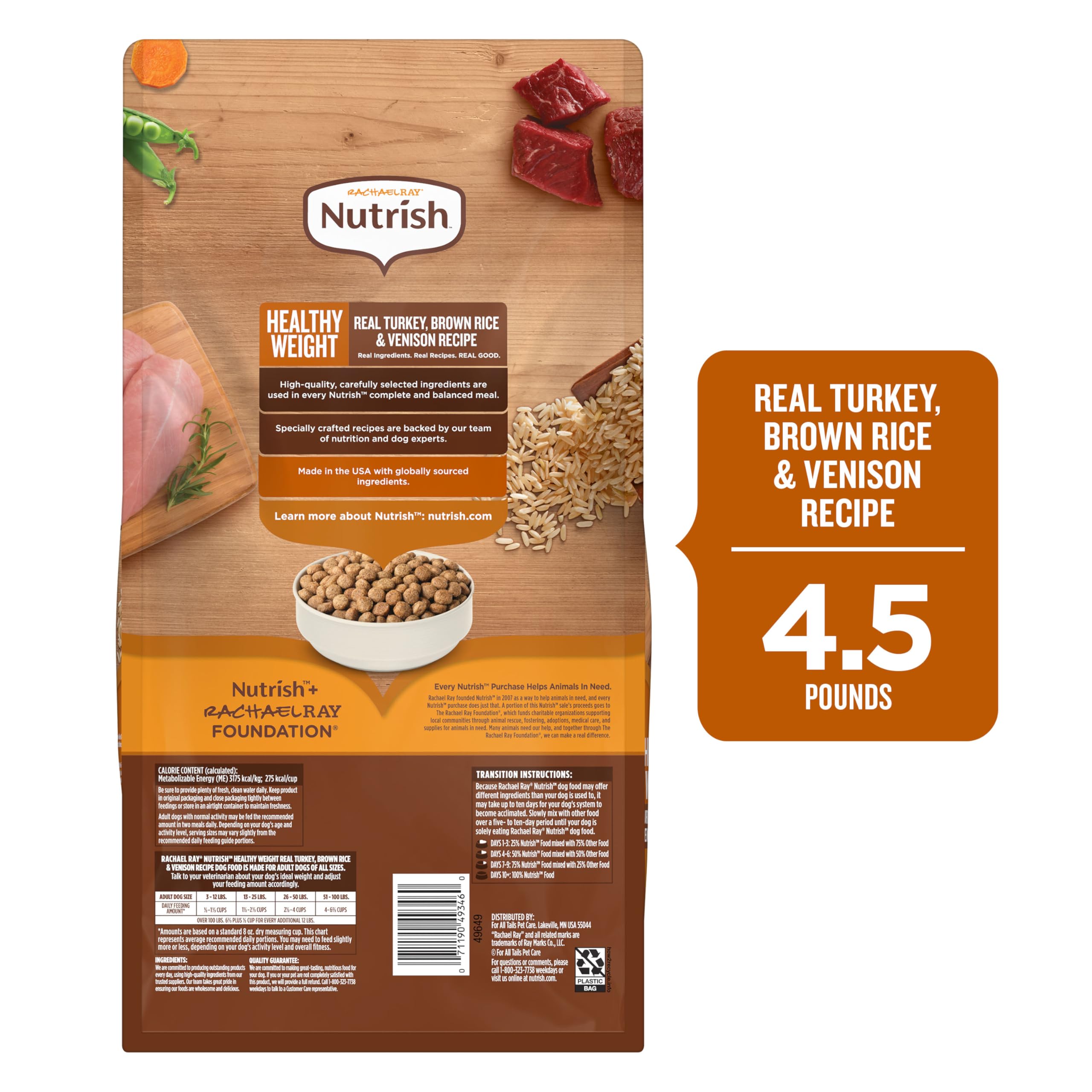 Nutrish Rachael Ray croquettes adulte dinde riz brun : repas équilibré
