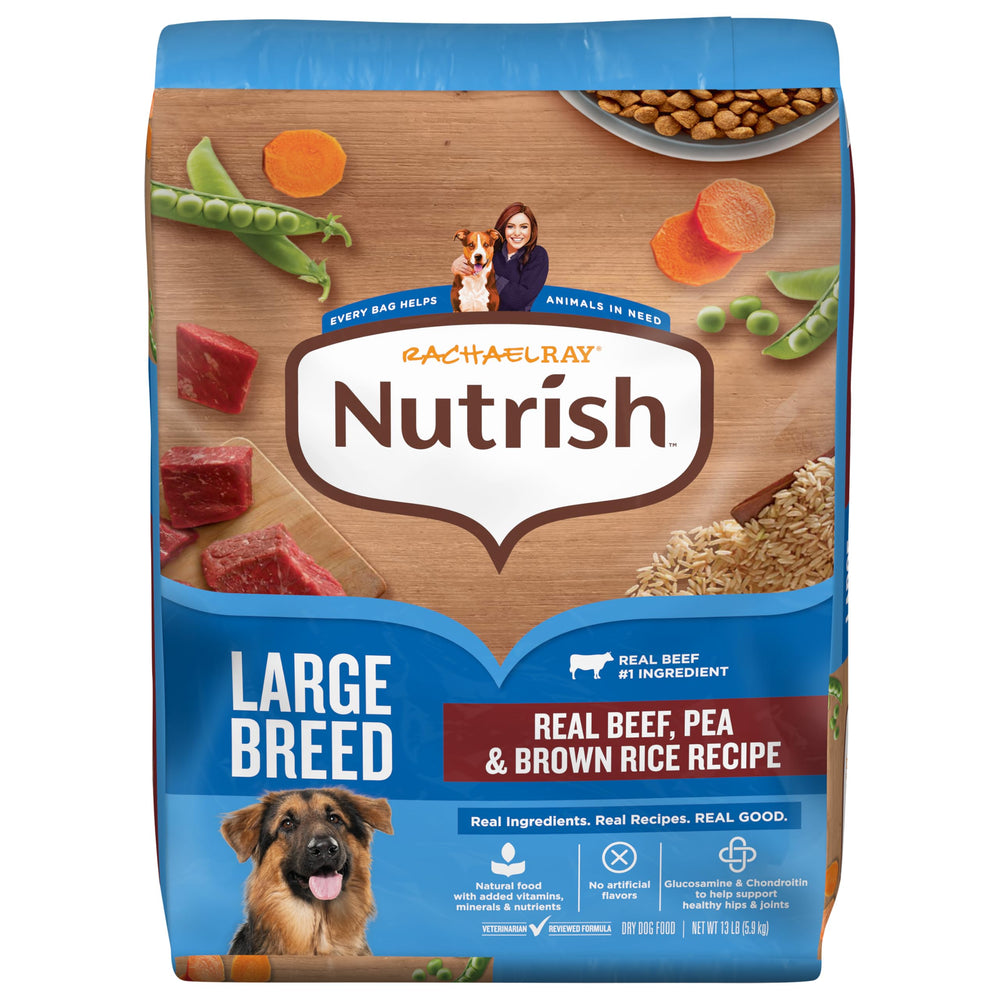 Nutrish Rachael Ray, sac d emballage visible prêt à être rangé, frais et protégé.