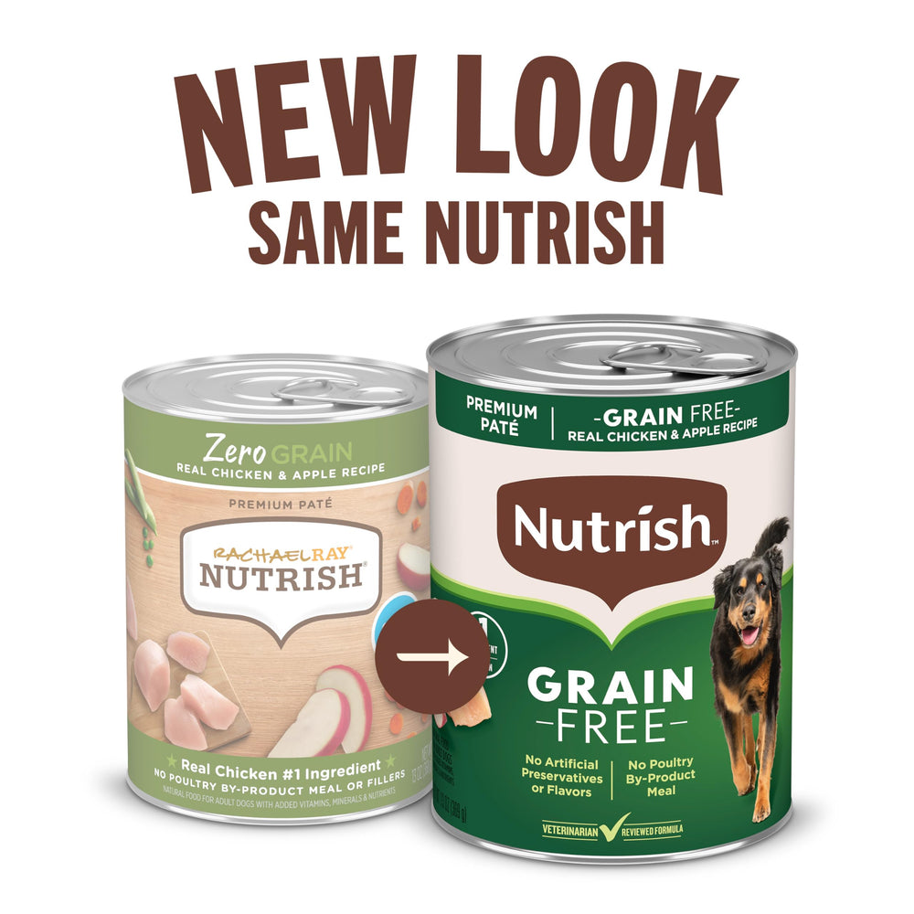 Nutrish sans-cereales poulet-pomme pate, option sans céréales pour chiens sensibles.