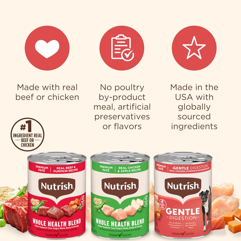 Nutrish Santé Totale Pâté: bœuf véritable et citrouille, goût riche