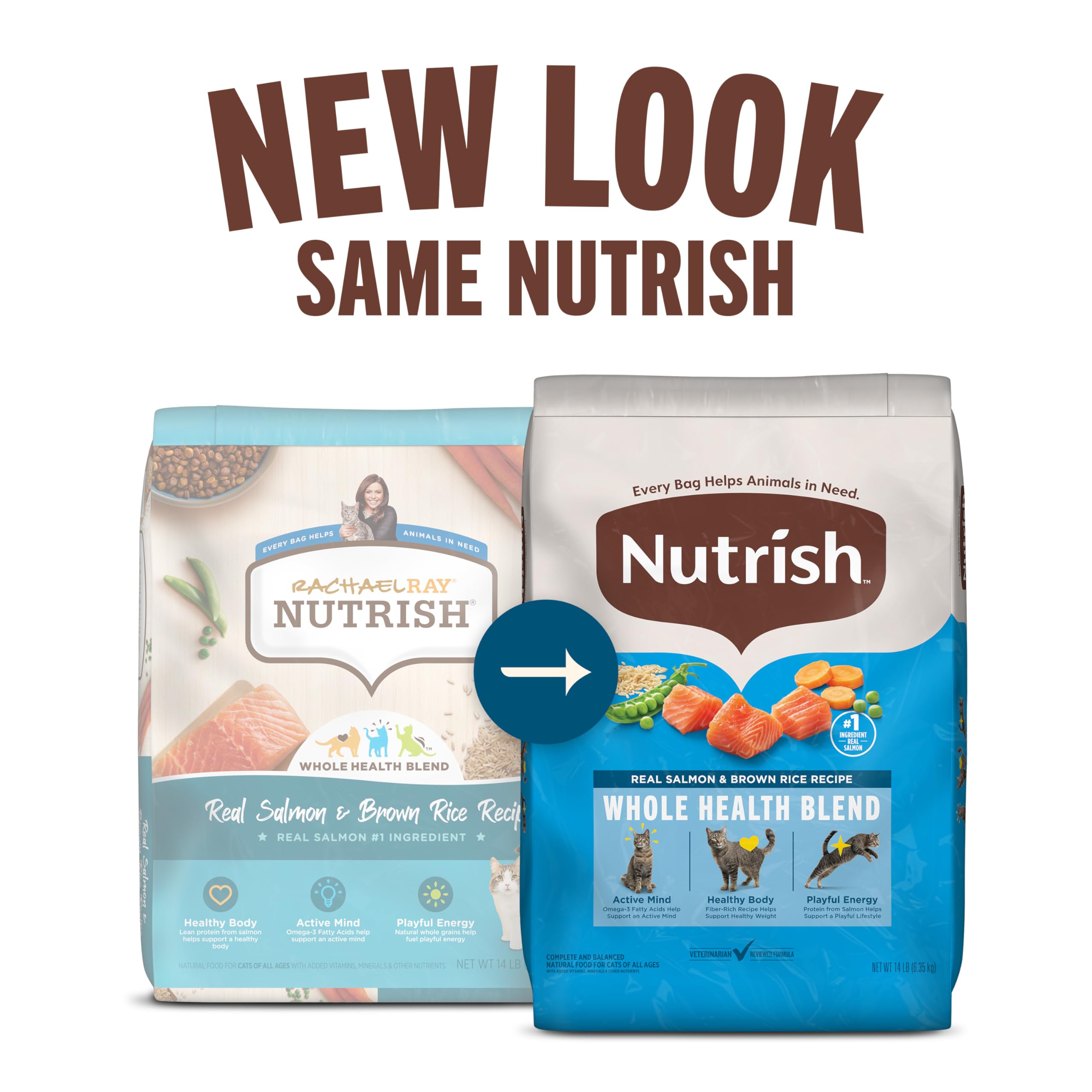 Nutrish saumon réel et riz brun, premier ingrédient saumon pour énergie