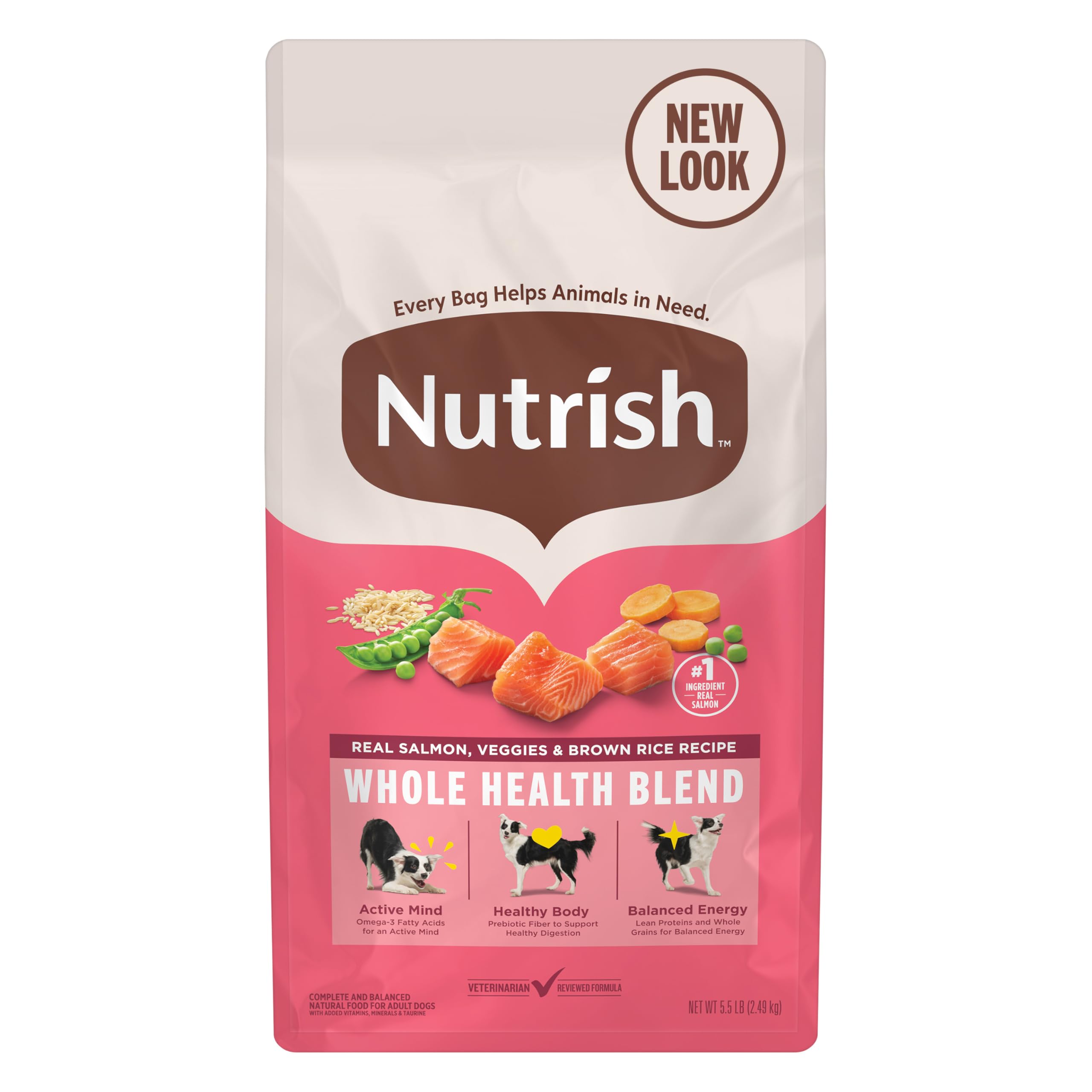 Sac Nutrish saumon et légumes 5,5 lb, pratique et généreux.