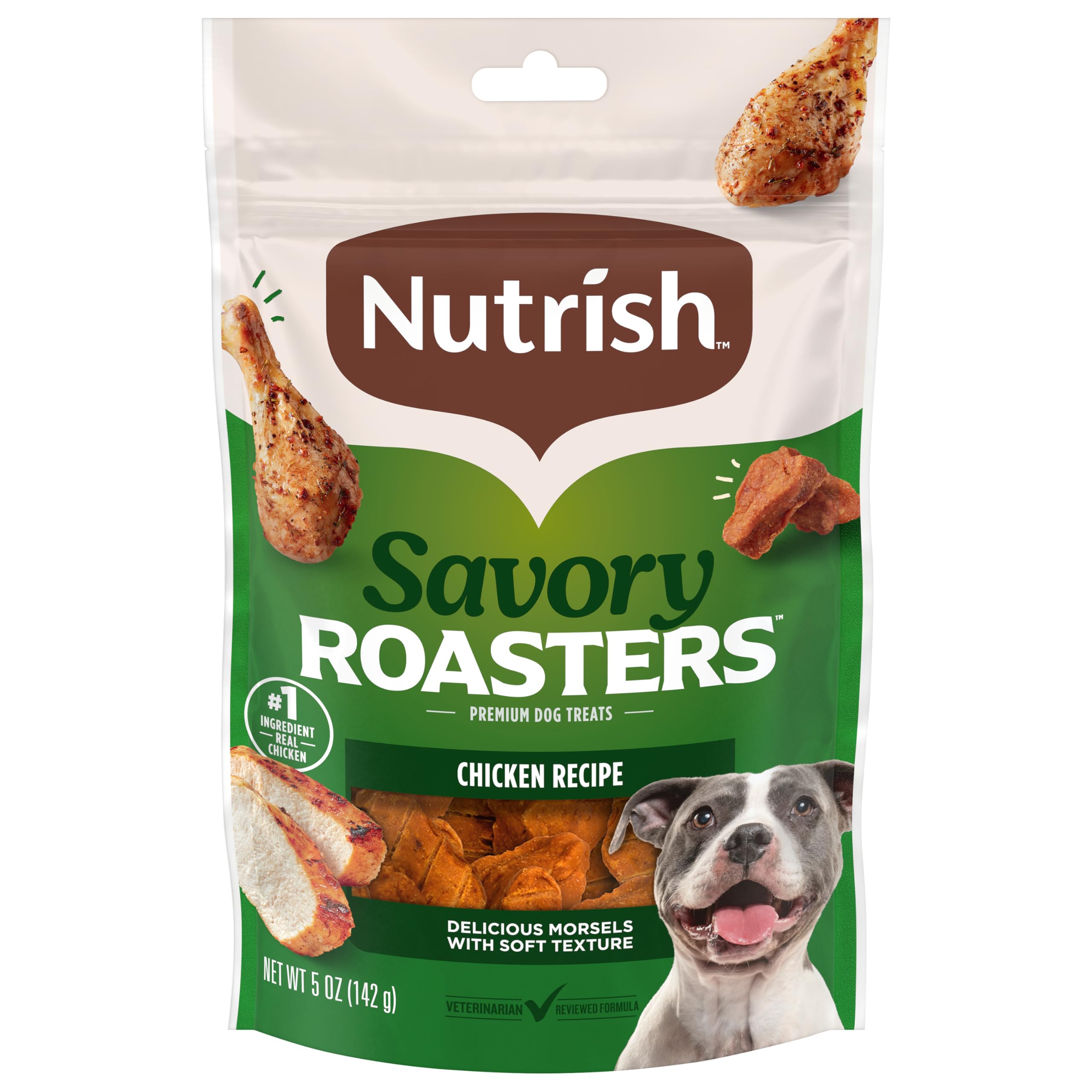 Nutrish Savory Roasters - emballage arrière: ingrédients et informations claires.
