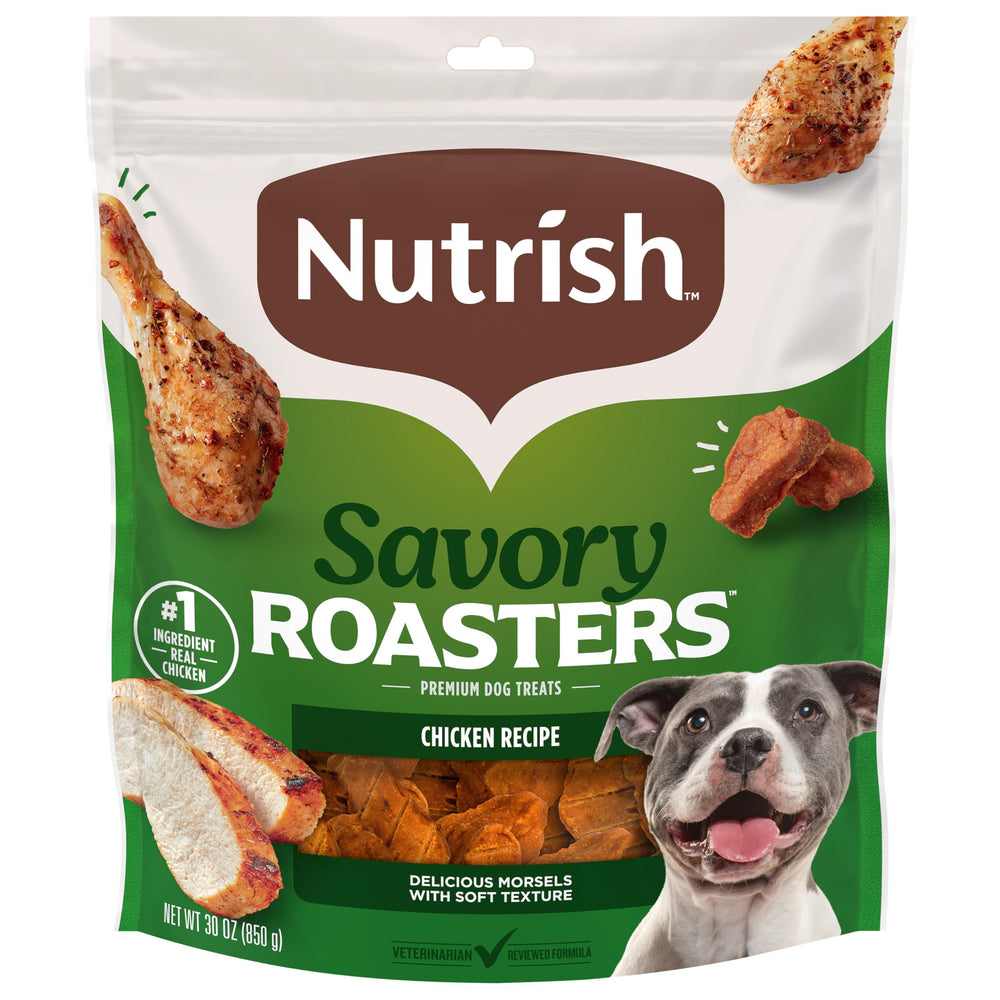 Nutrish Savory Roasters poulet dans un emballage 30oz pratique pour récompenser lors de l’entraînement.