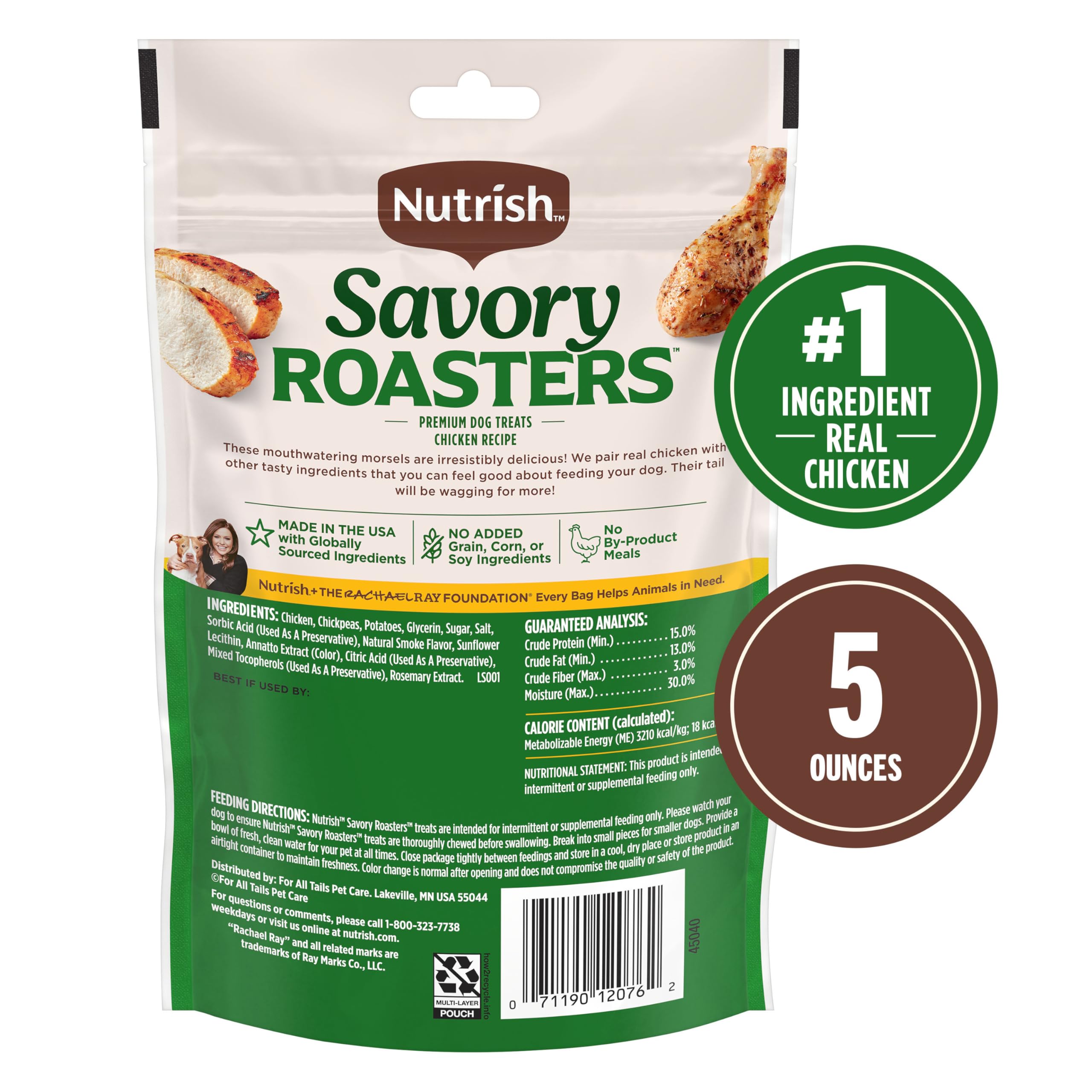 Nutrish Savory Roasters - sachet refermable: fraîcheur préservée entre les récompenses.