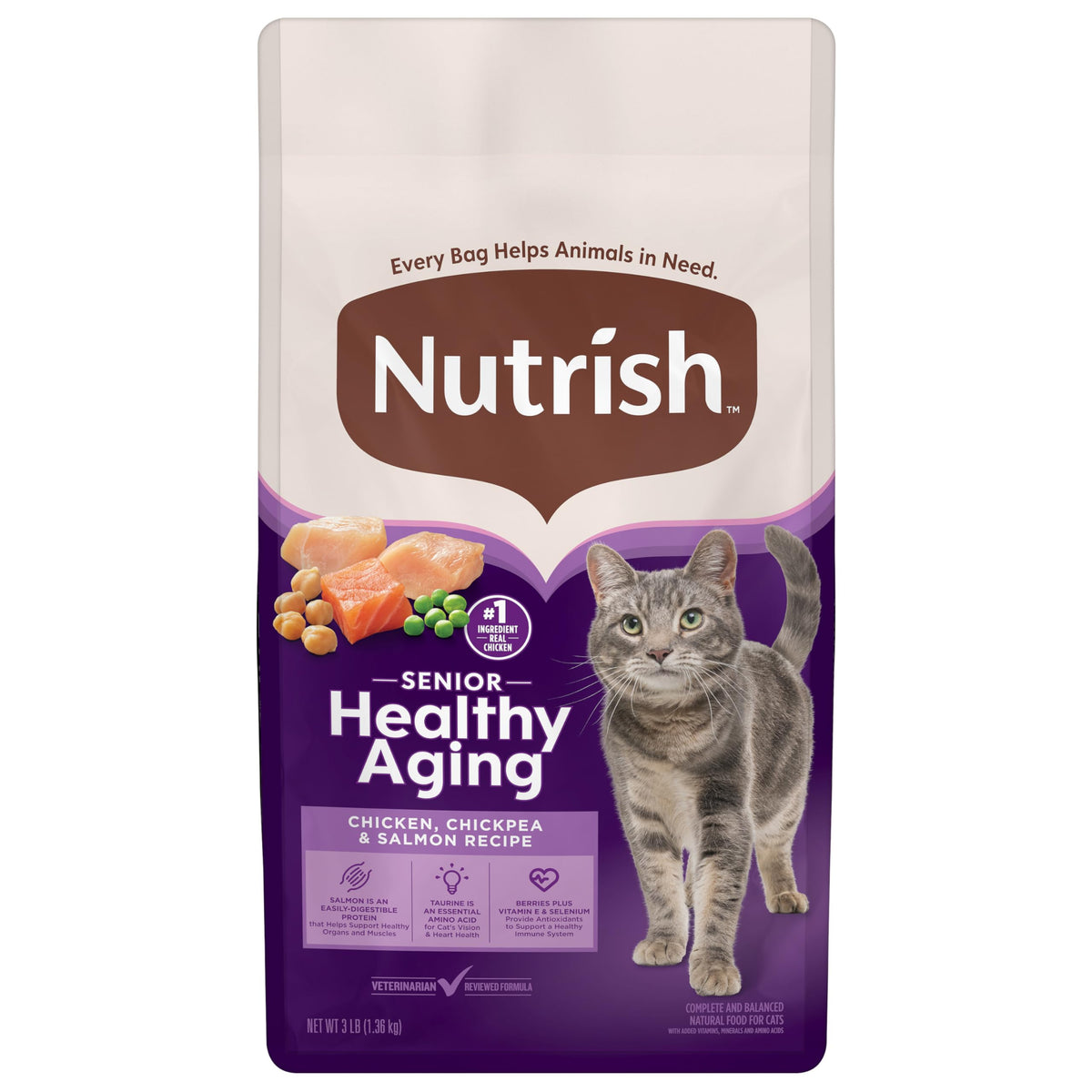 Nutrish Senior Healthy Aging croquettes pour chat, soutien l'appétit des seniors.