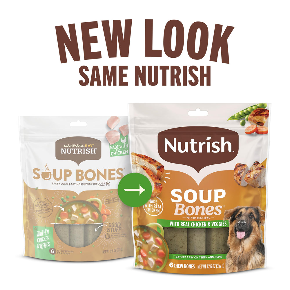 Nutrish Soup Bones centre tendre avec poulet réel et légumes.