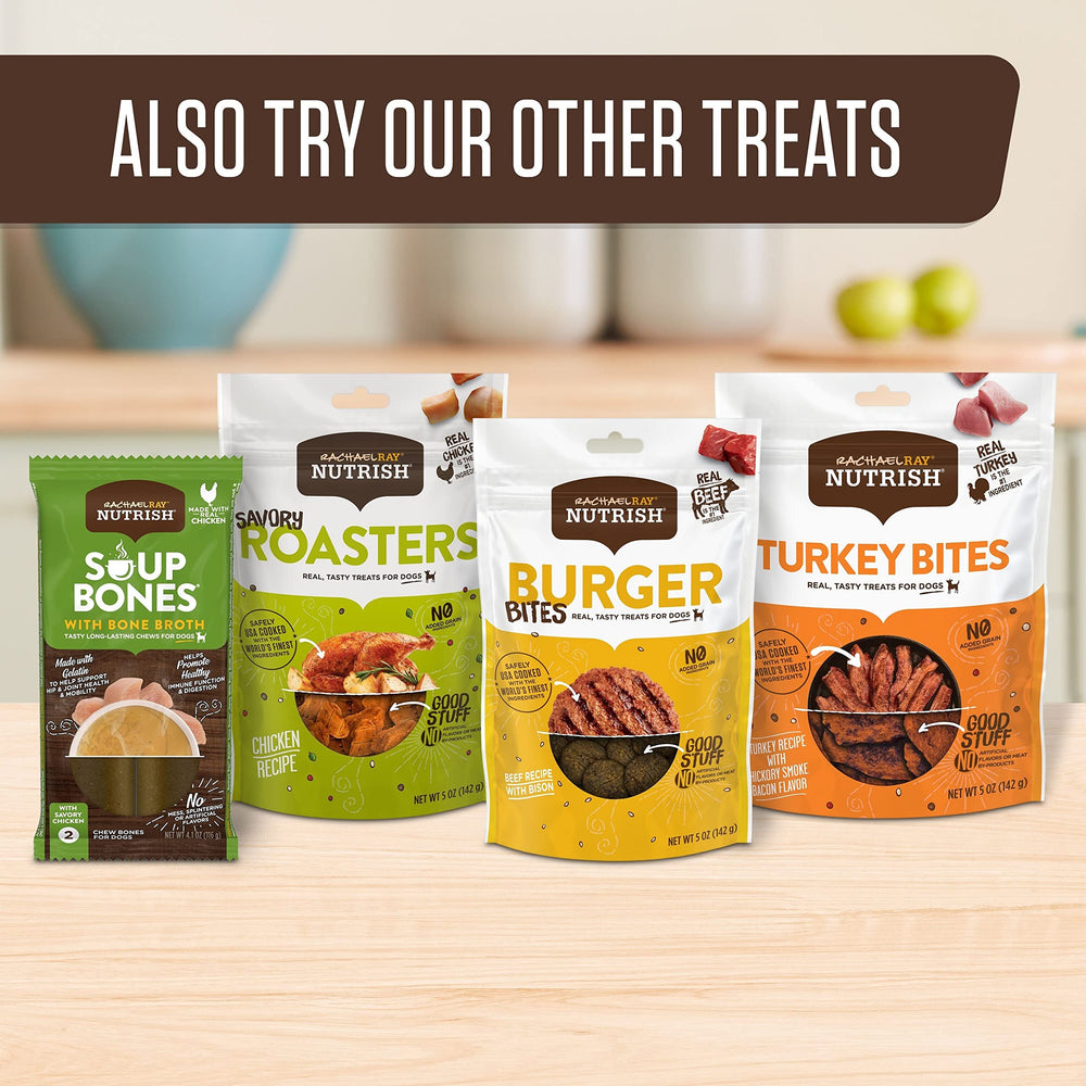 Nutrish Soup Bones gros plan sur le poulet réel pour chiens actifs.