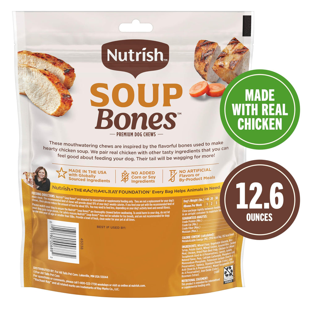 Nutrish Soup Bones ingrédients poulet et légumes favorisent une digestion douce.