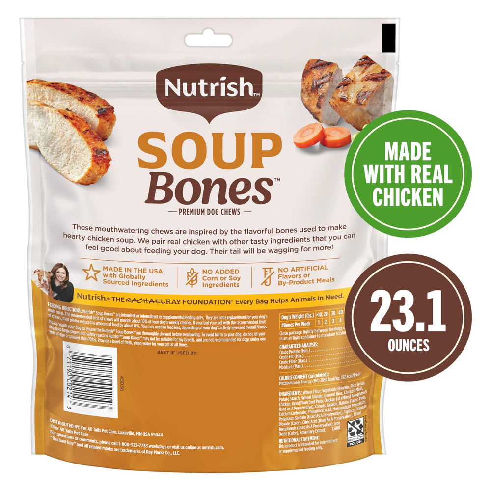Nutrish Soup Bones sac refermable qui garde la fraîcheur des bouchées.