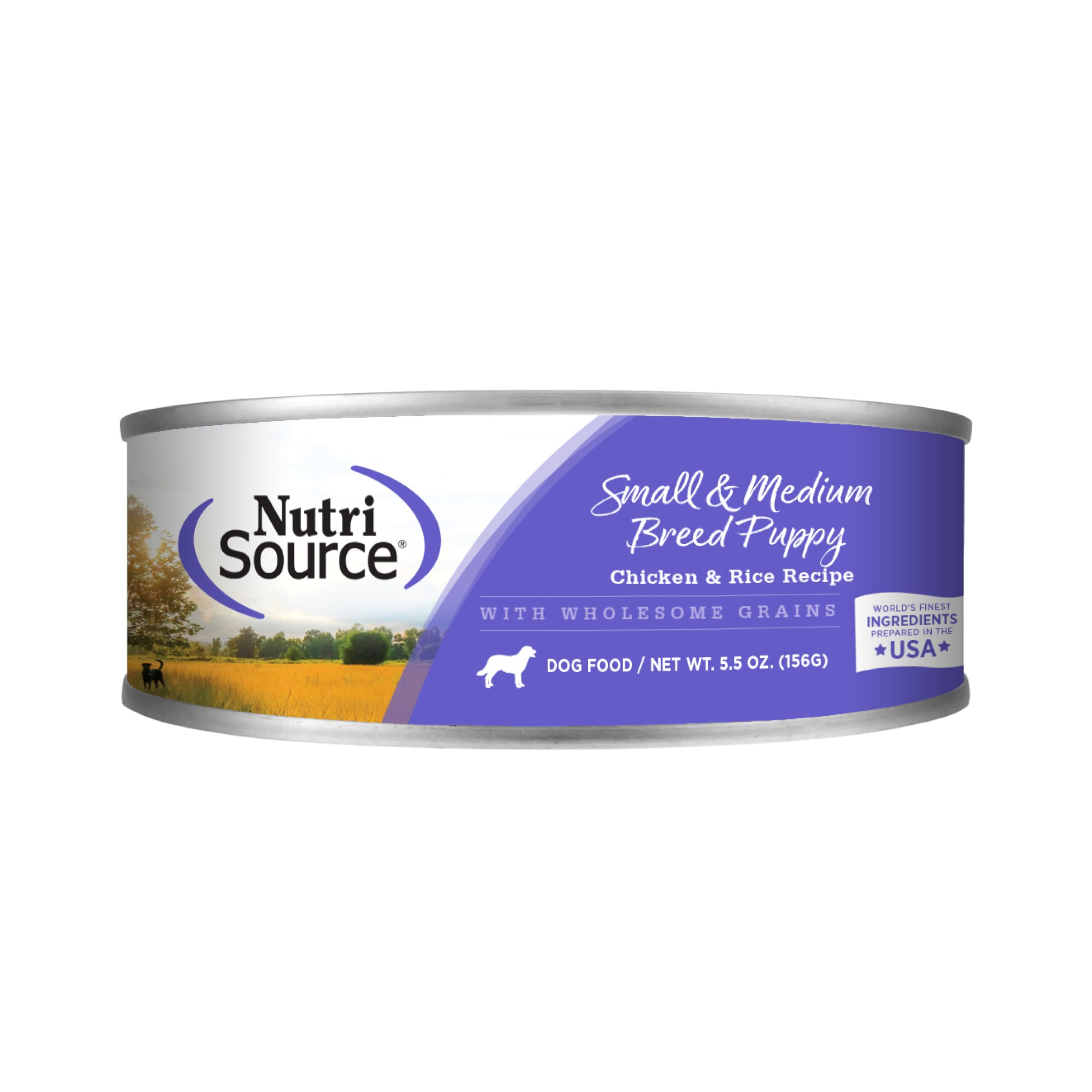 NutriSource boîte poulet et riz Puppy, repas équilibré pour soutenir la croissance et le développement.