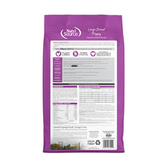 NutriSource chiots grande race ingrédients visibles, nutriments équilibrés.