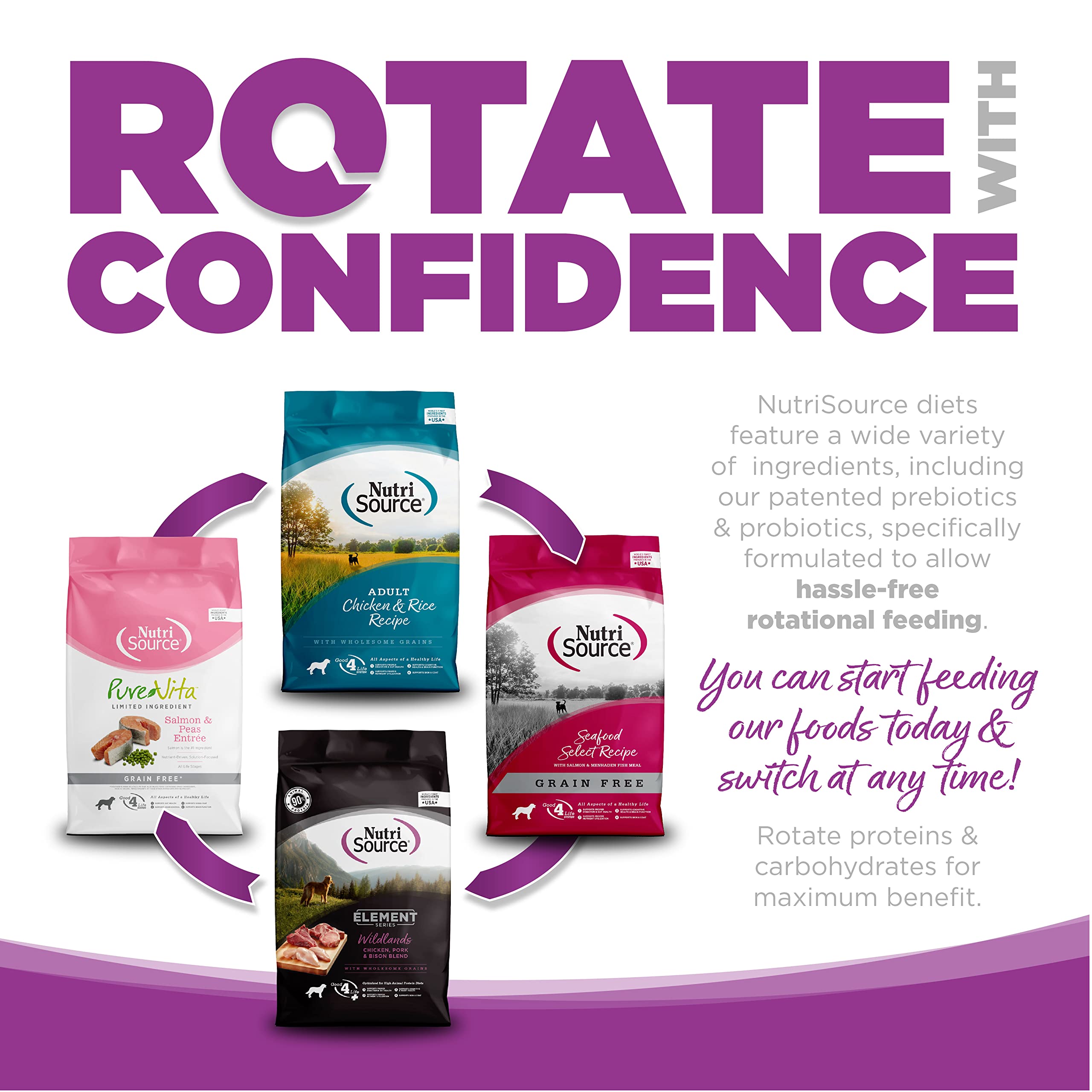 Étiquette nutrition NutriSource indiquant calcium et phosphore ajustés.