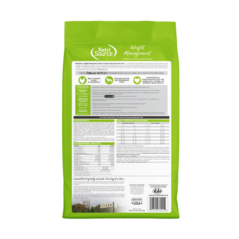 NutriSource formule poulet: ingrédients savoureux et contrôle du poids.