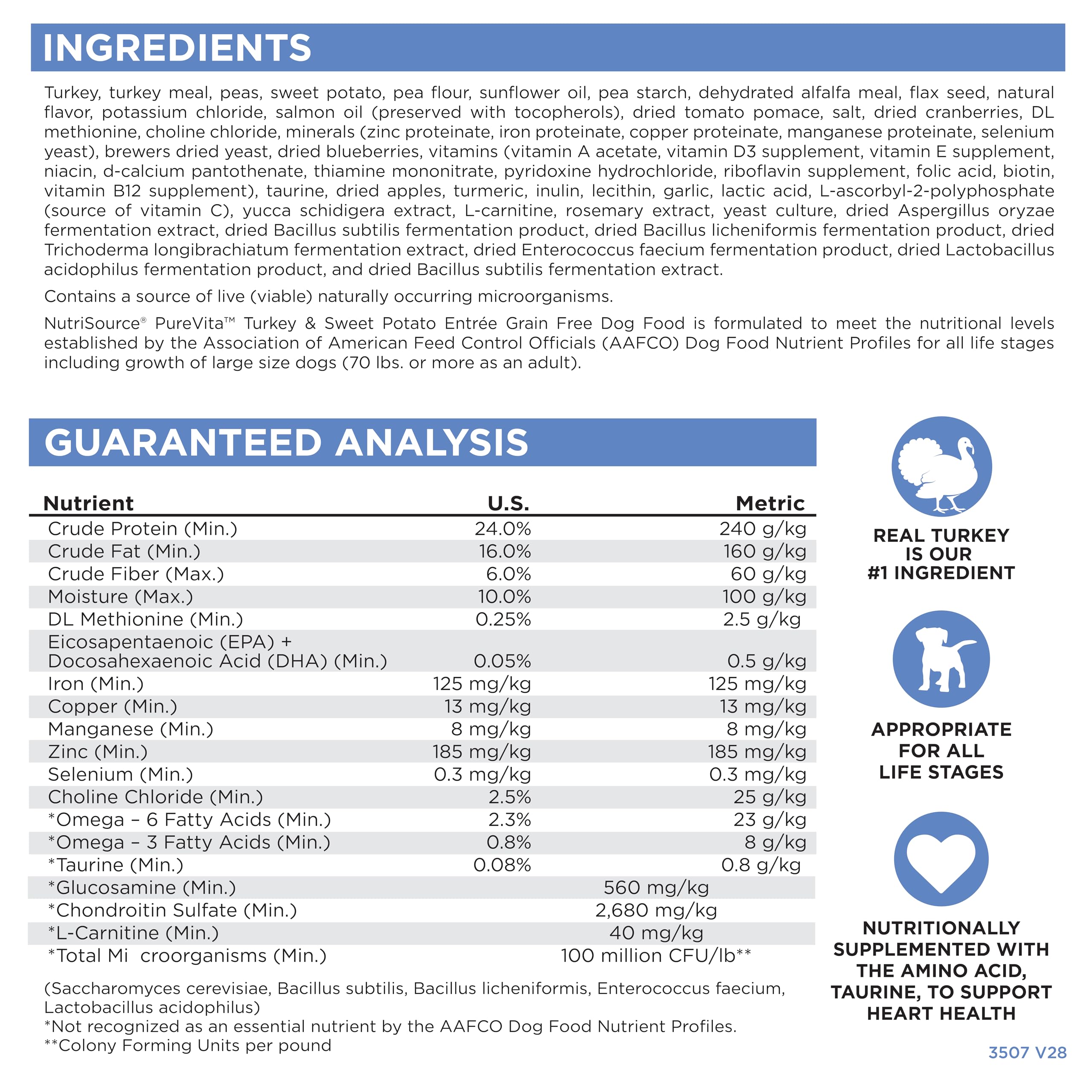 NutriSource Pure Vita digestion facilitée et énergie soutenue.