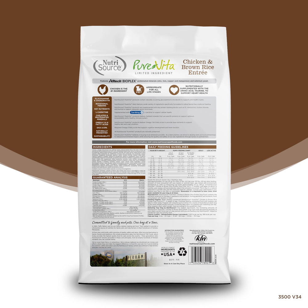 Emballage pratique NutriSource Pure Vita, rangement facile après ouverture.