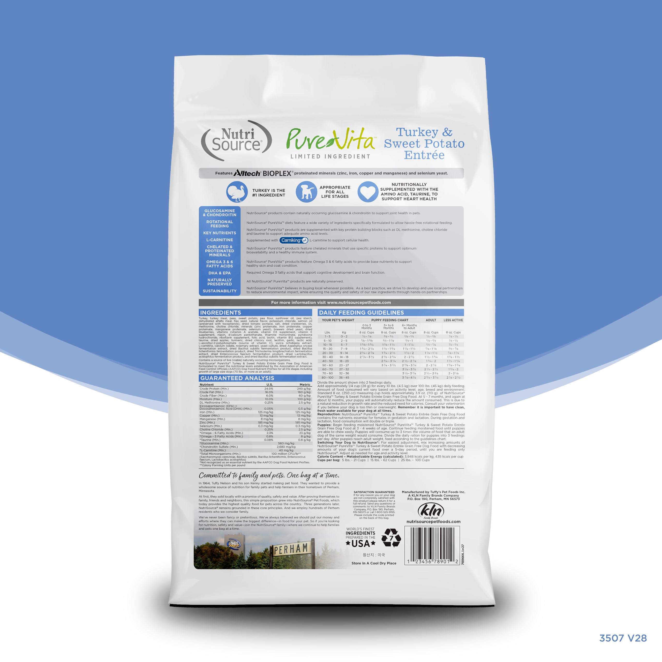 NutriSource Pure Vita ingrédients limités dinde sans céréales pour chien.