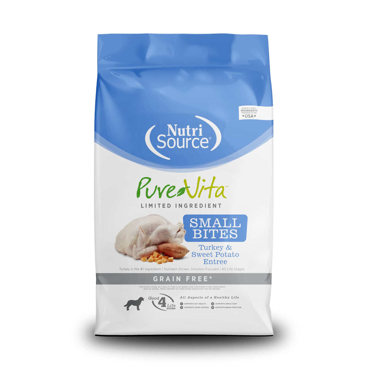 NutriSource Pure Vita croquettes dinde et patate douce, sac 12 lb, aliment complet.