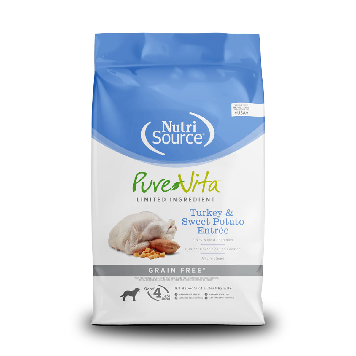 NutriSource Pure Vita sac dinde et patate douce, 12-lb, repas équilibré pour chien.