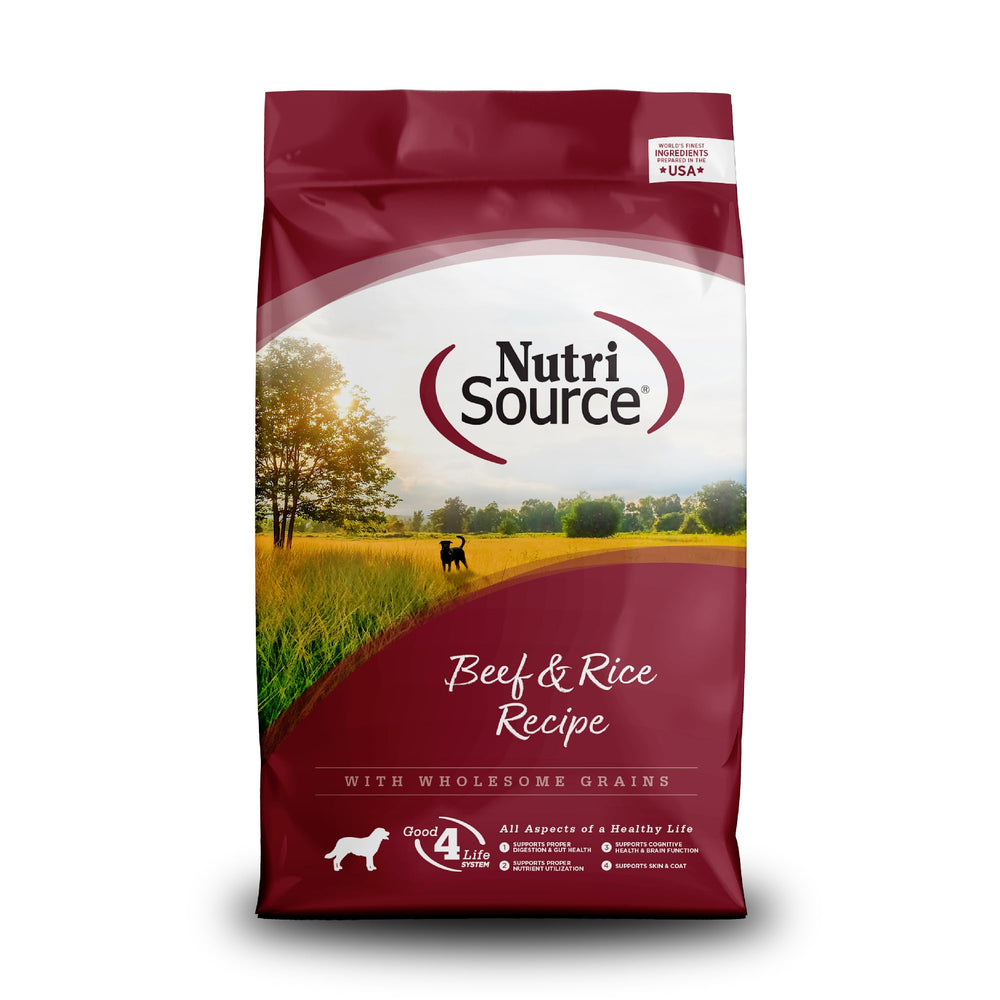 NutriSource-sac-boeuf-riz-4lb, emballage pratique pour l'alimentation quotidienne.