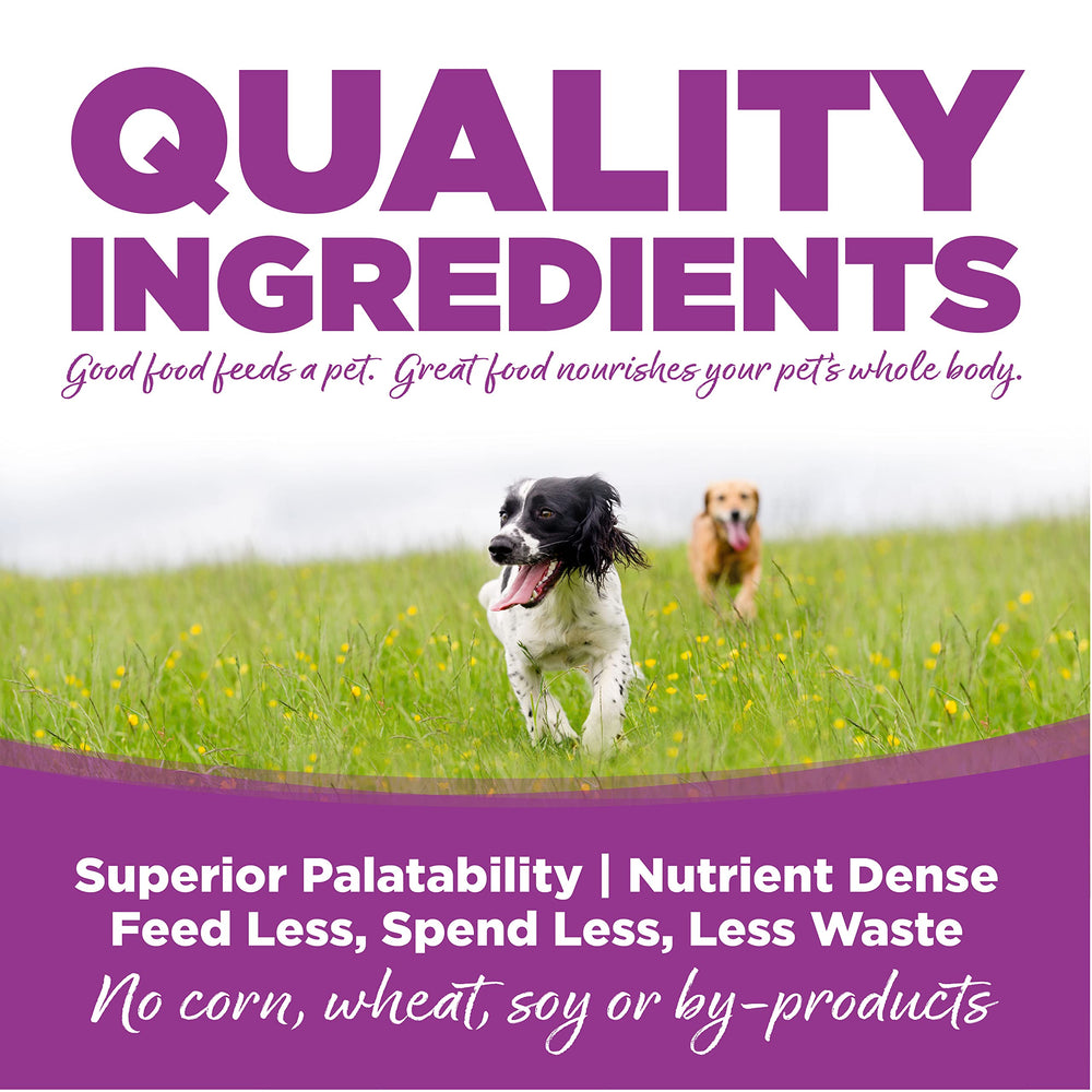Sac NutriSource ouvert montrant le dosage pour poulet et riz.