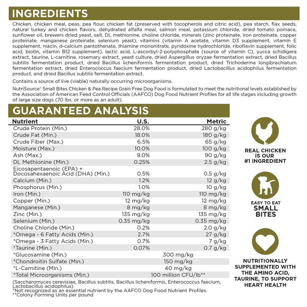 NutriSource sachet 12lb, emballage pratique et facilité de stockage.