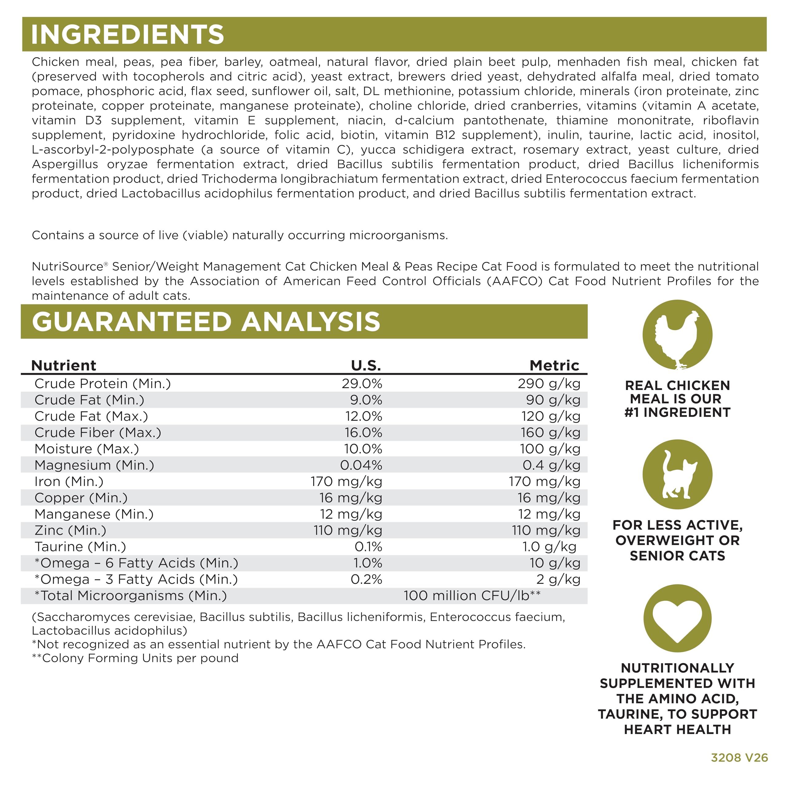 NutriSource Senior Chat – goût poulet-pois et arôme attrayant