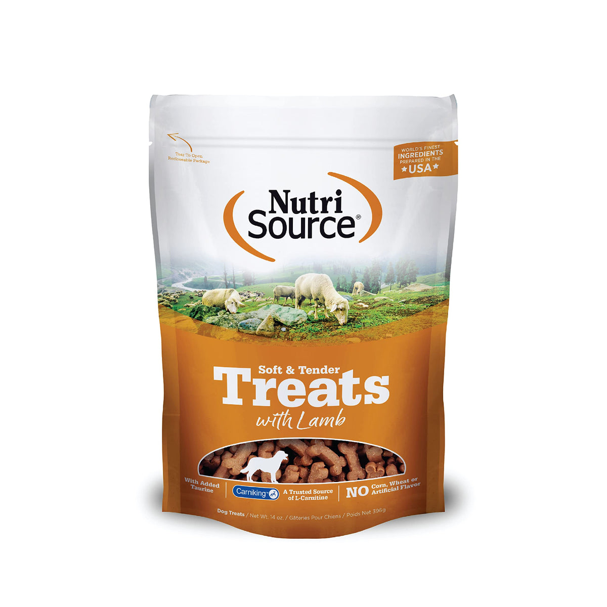 NutriSource TU80021 sachet friandises agneau, récompense savoureuse pour chiens.