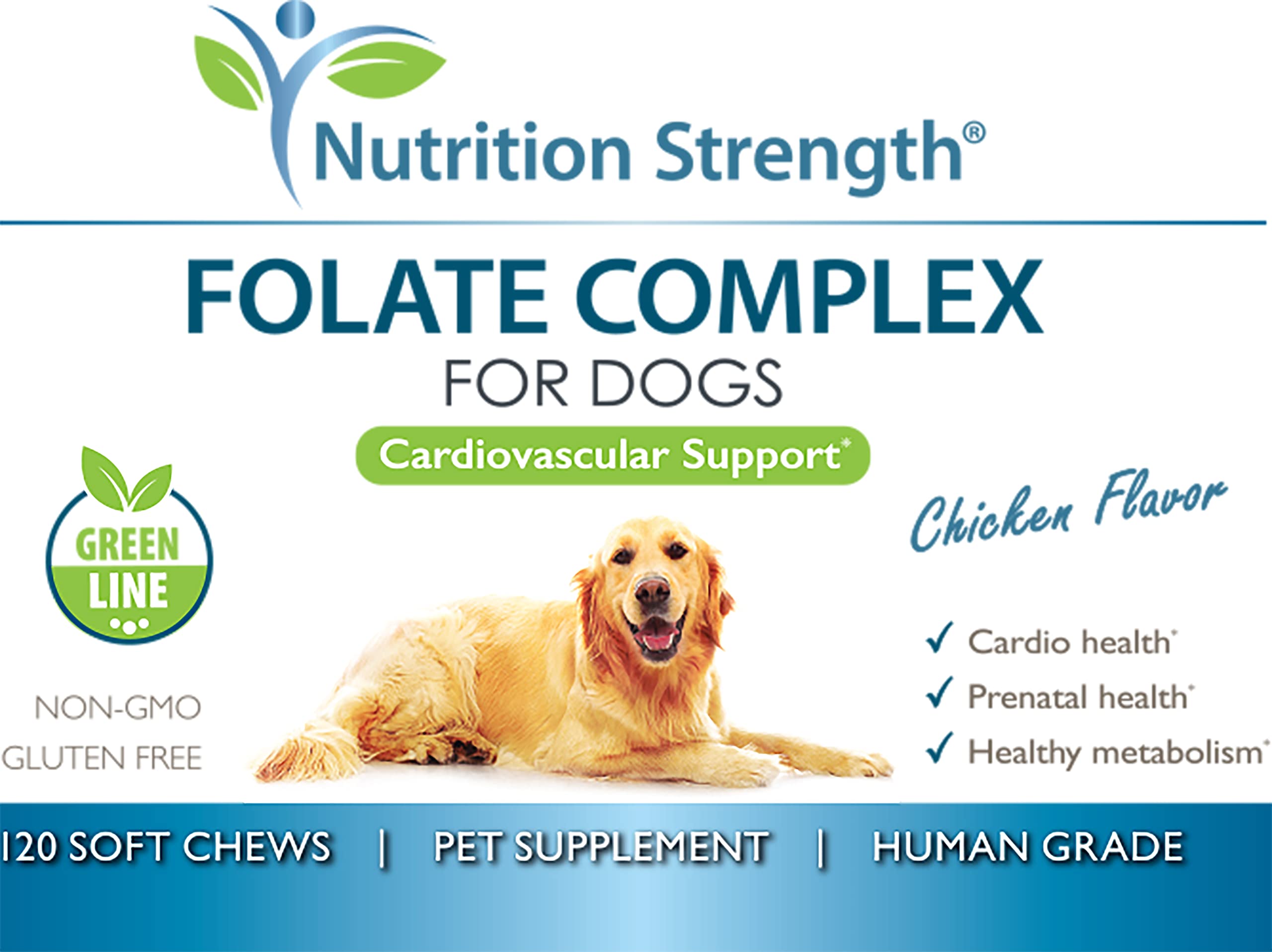 Boîte Nutrition Strength Acide folique avec étiquette lisible et branding clair.