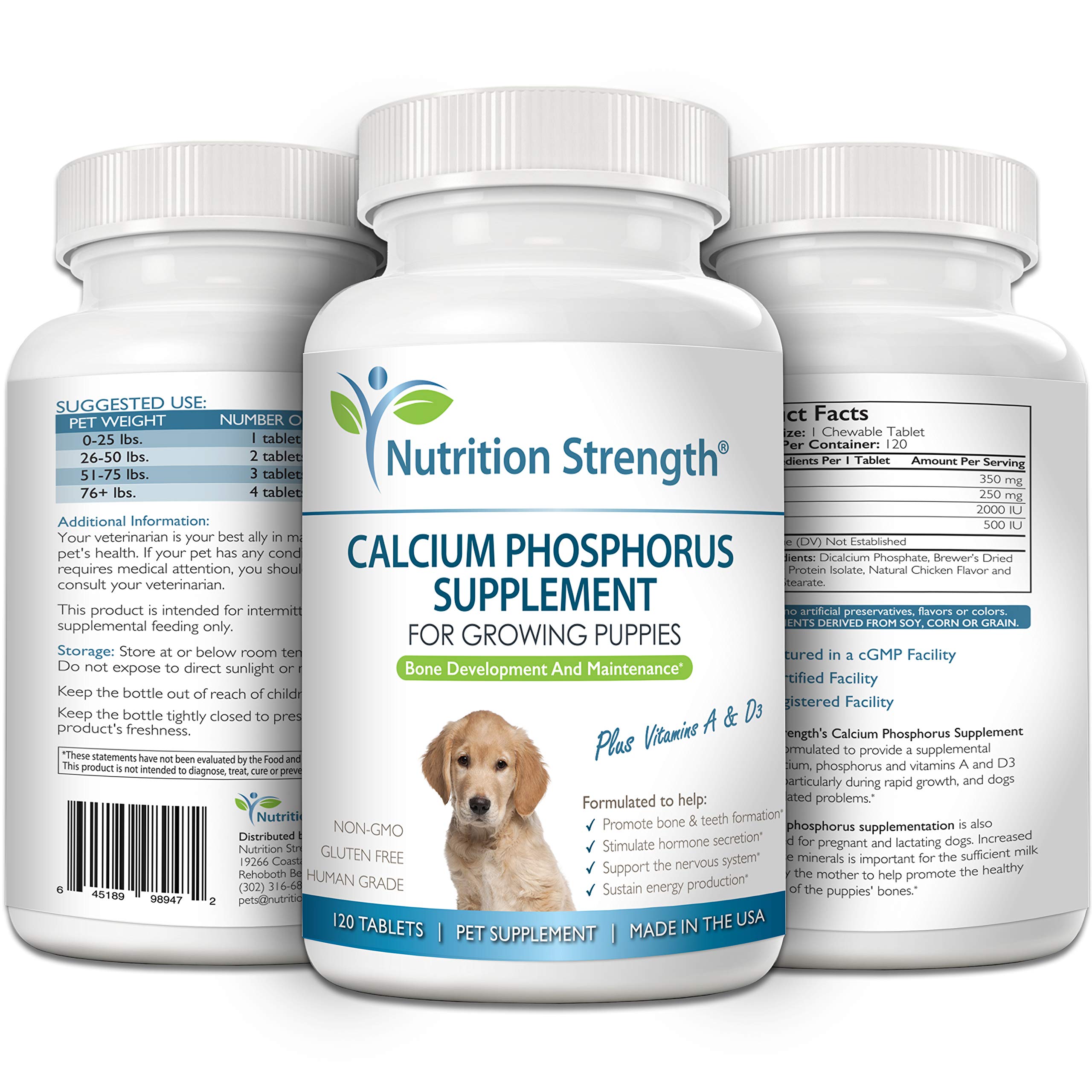 Nutrition Strength Calcium et Phosphore: tablettes-sans-cereales adaptées aux chiens sensibles