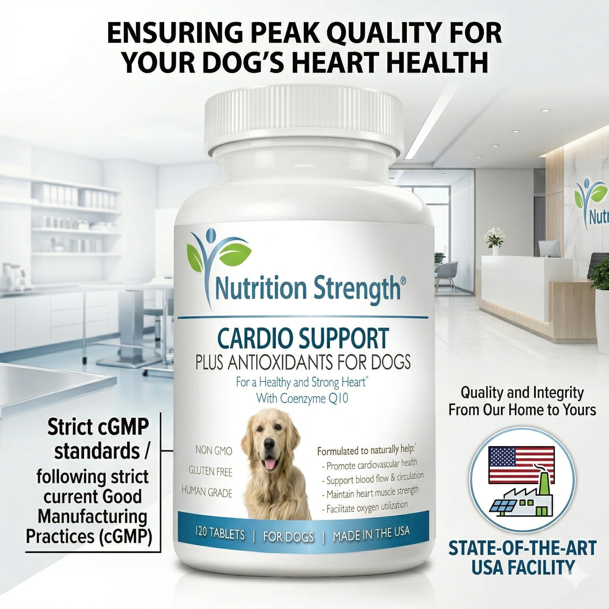 Emballage clair et étiquette détaillée du produit Nutrition Strength.